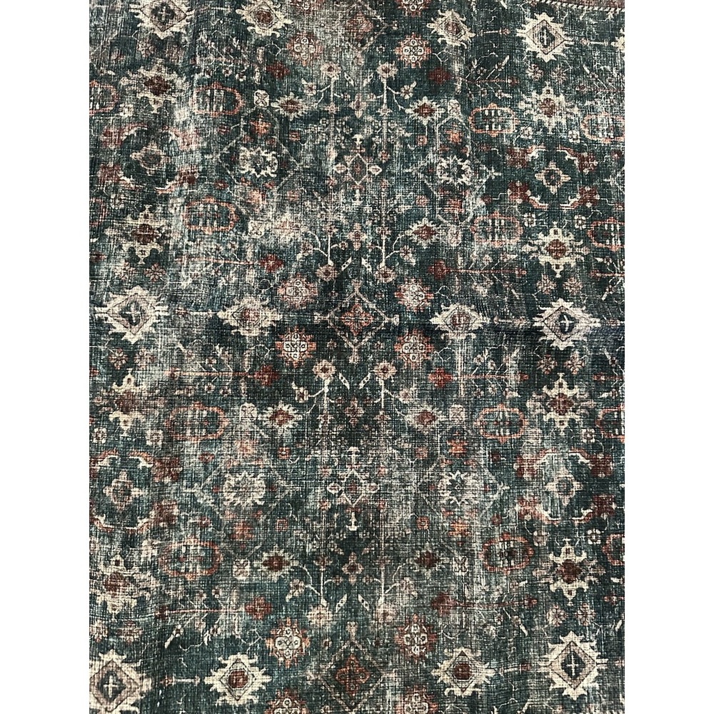 Washable Rug Adiva Lavinia 'Antrasit' Runner Dark Teal Blue Burgundy Red 2'6"X10